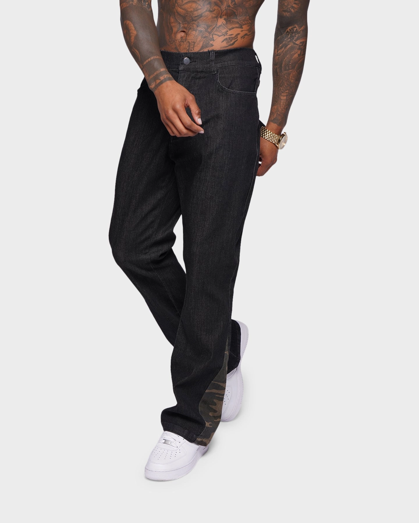 XXIII Valur Camo Flare Jeans Black/Camo Unisex Wear Artist Vibe Stylish Vibrant