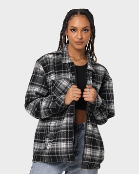 XXIII Vitus Zip Up Flannel Shacket Black/White Reinforced Stress Points