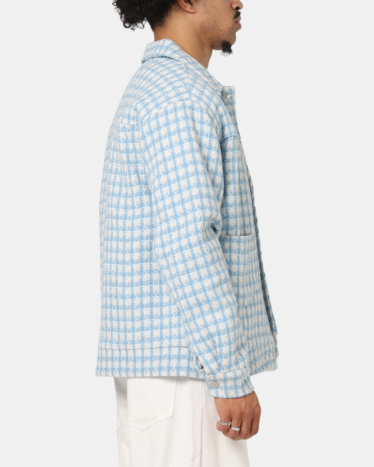 Round-neck Machine washable XXIII Waffle Jacket Blue Check