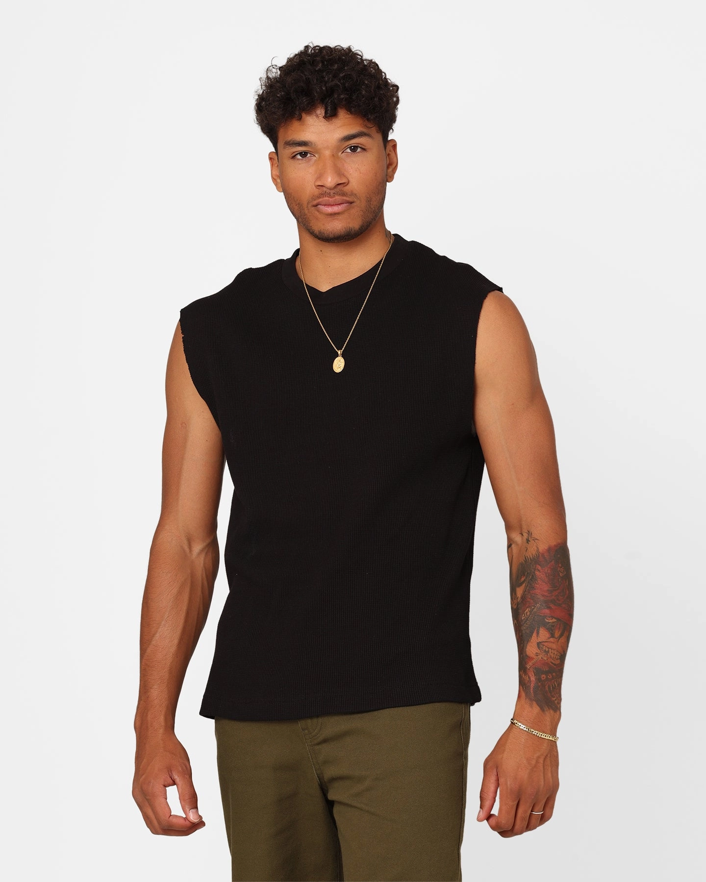 Seasonal Trend XXIII Waffle Muscle Singlet Black