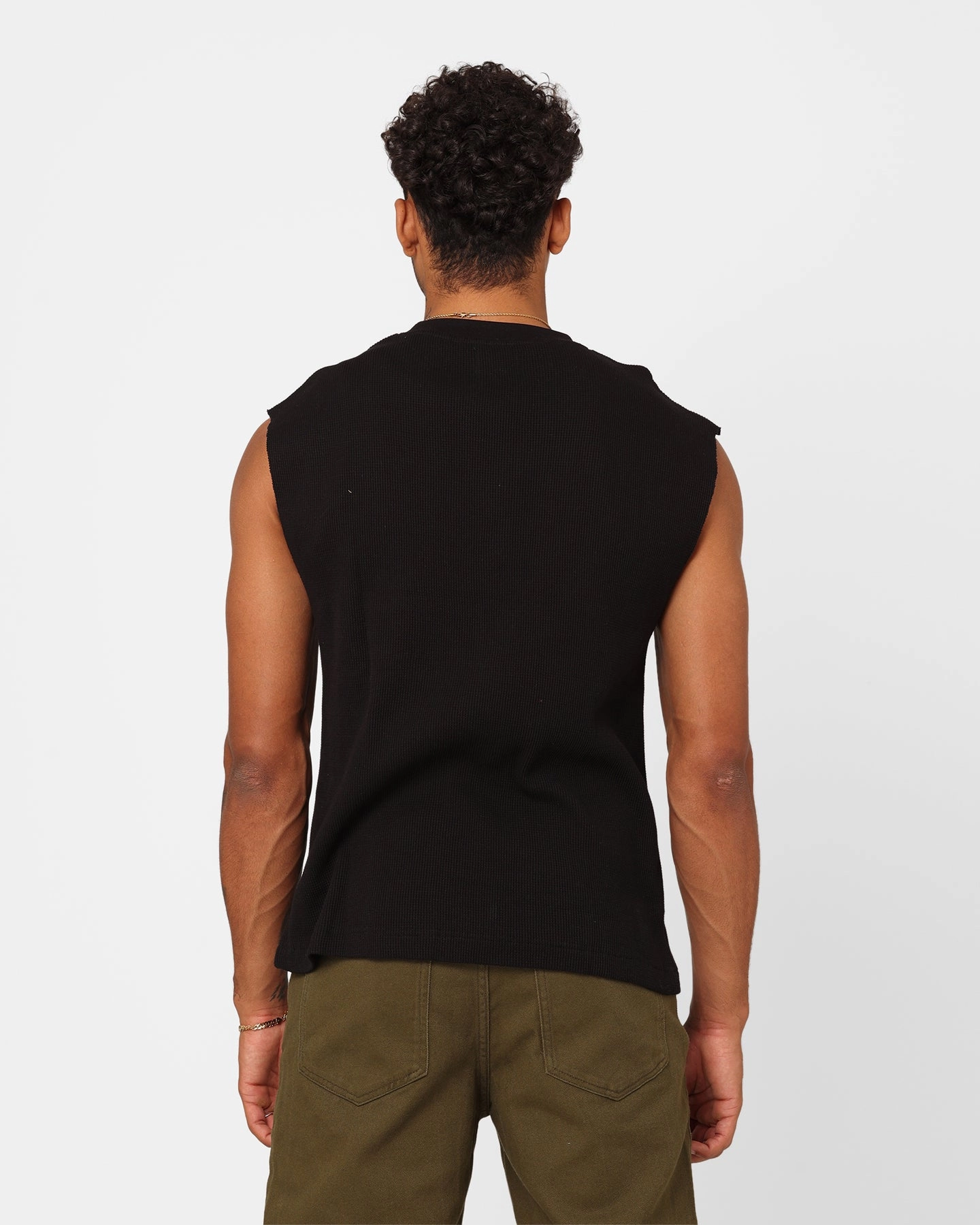 XXIII Waffle Muscle Singlet Black Subtle Details Trendy Comfort Fit