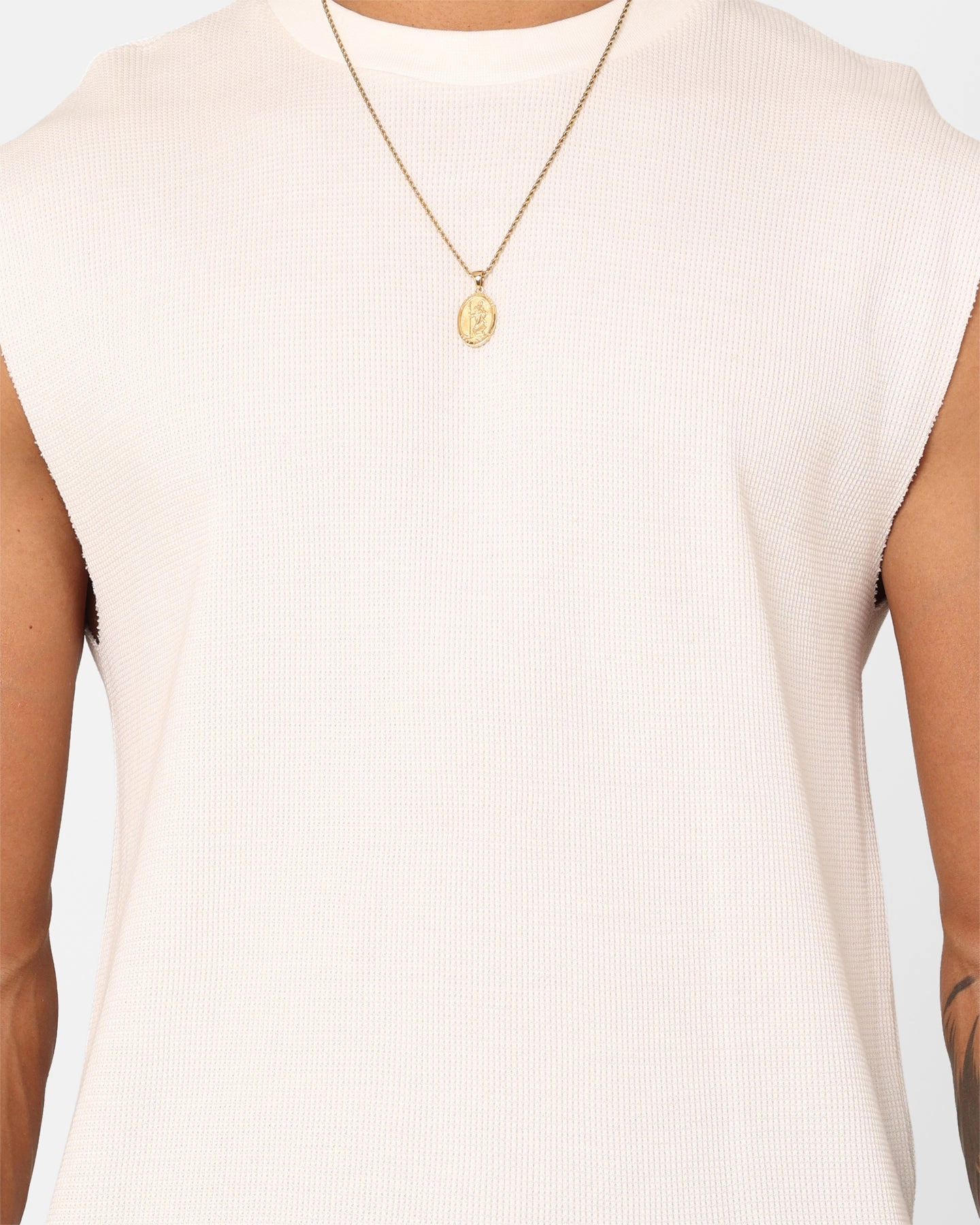 XXIII Waffle Muscle Singlet White Sporty and Stylish
