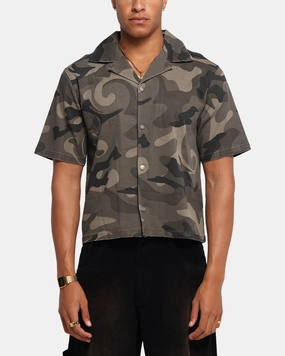 XXIII Washed Camo Button Up Shirt Camo Cuffed hem Iconic look