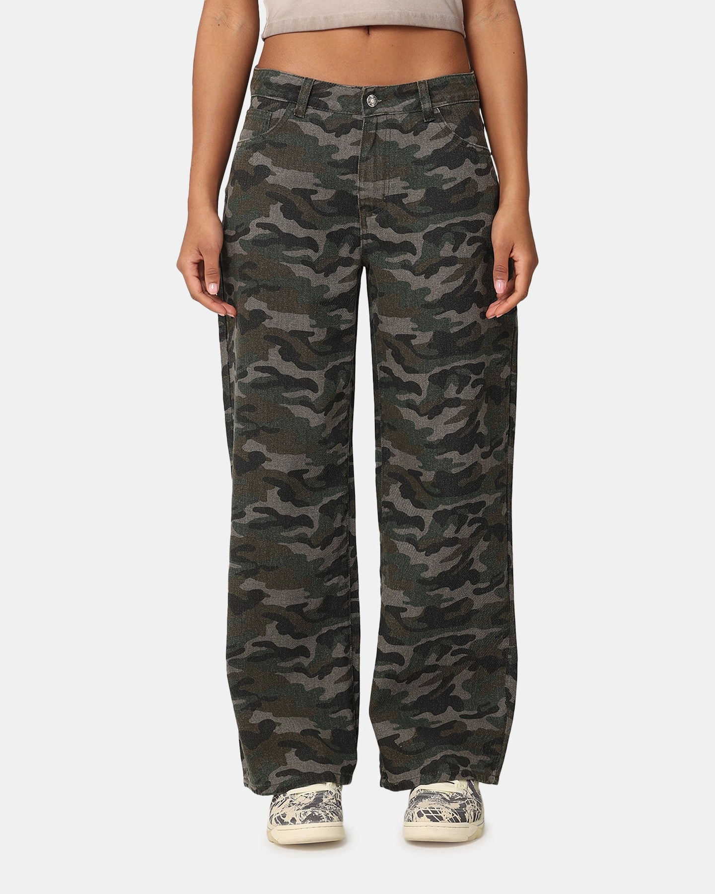 XXIII Women's Camo Wide Leg Jeans Camo Teen Outfit Eco Friendly Travel Outfit