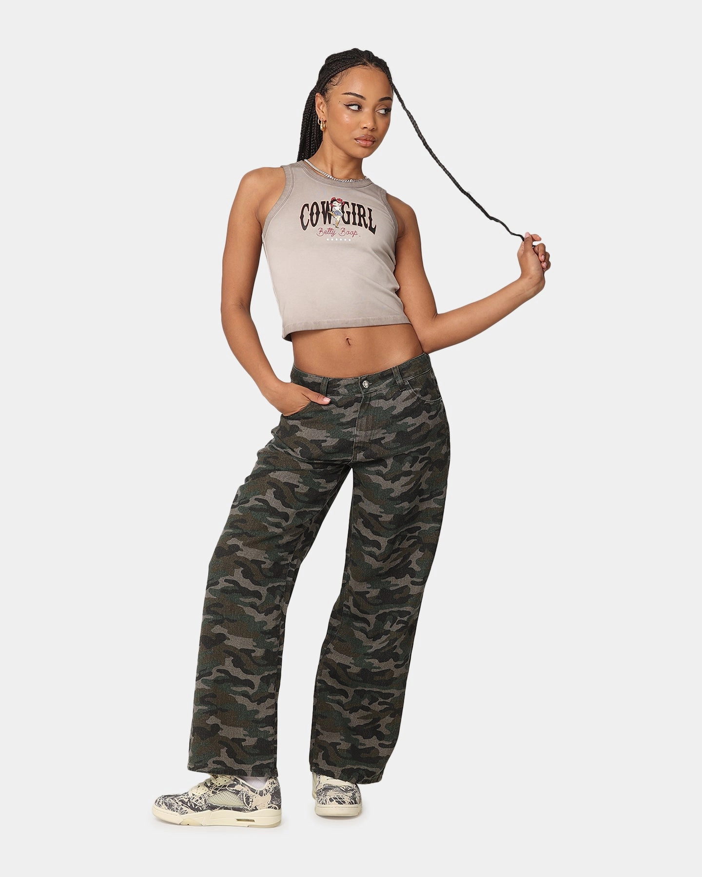 XXIII Women's Camo Wide Leg Jeans Camo Nature Lover Gym Ready Music Event Minimalist Pocket Layout