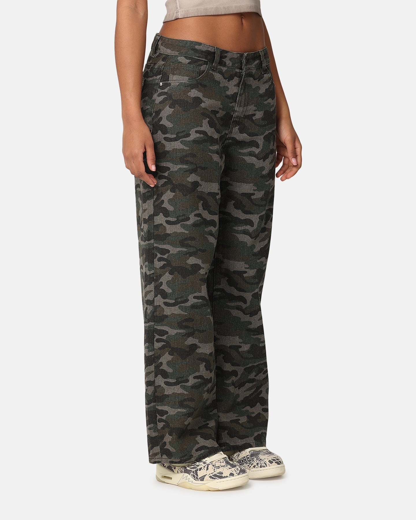 XXIII Women's Camo Wide Leg Jeans Camo Comfortable Wear Clean Cut
