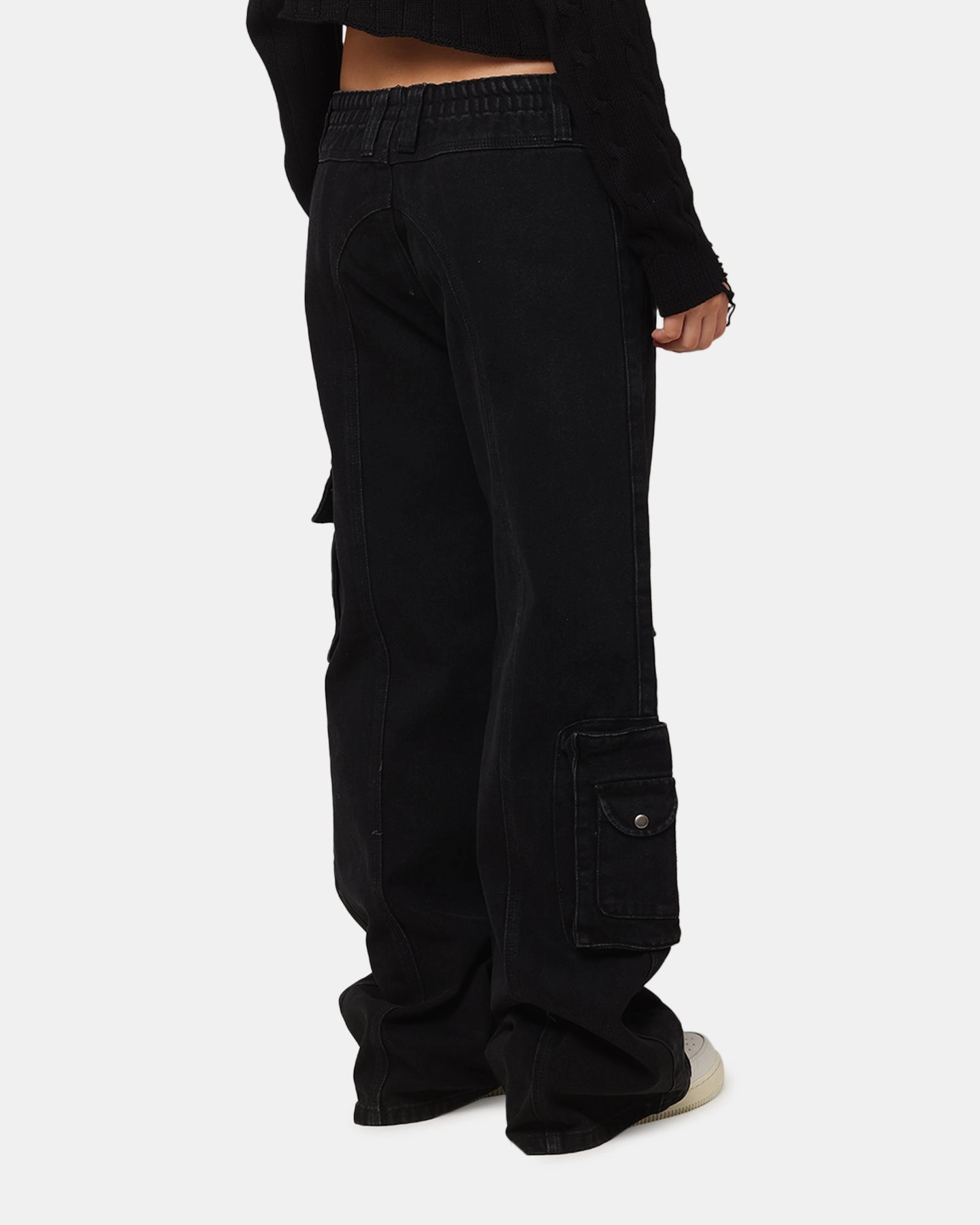 TaglessDesign Layered Look XXIII Women's Corporal Cargo Jeans Washed Black