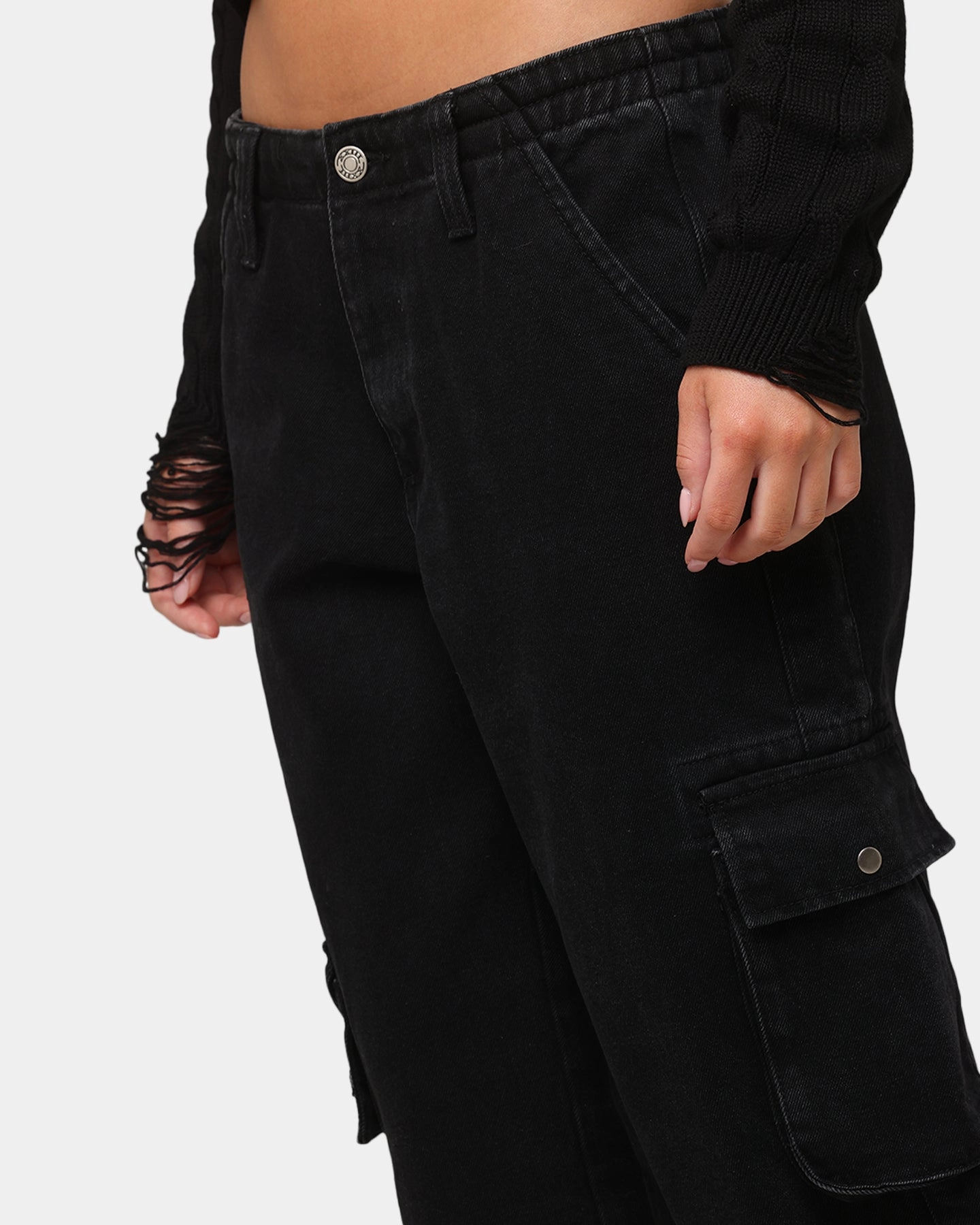 Wardrobe Essential Breathable Comfort XXIII Women's Corporal Cargo Jeans Washed Black