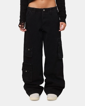 Anti Pilling Textile XXIII Women's Corporal Cargo Jeans Washed Black