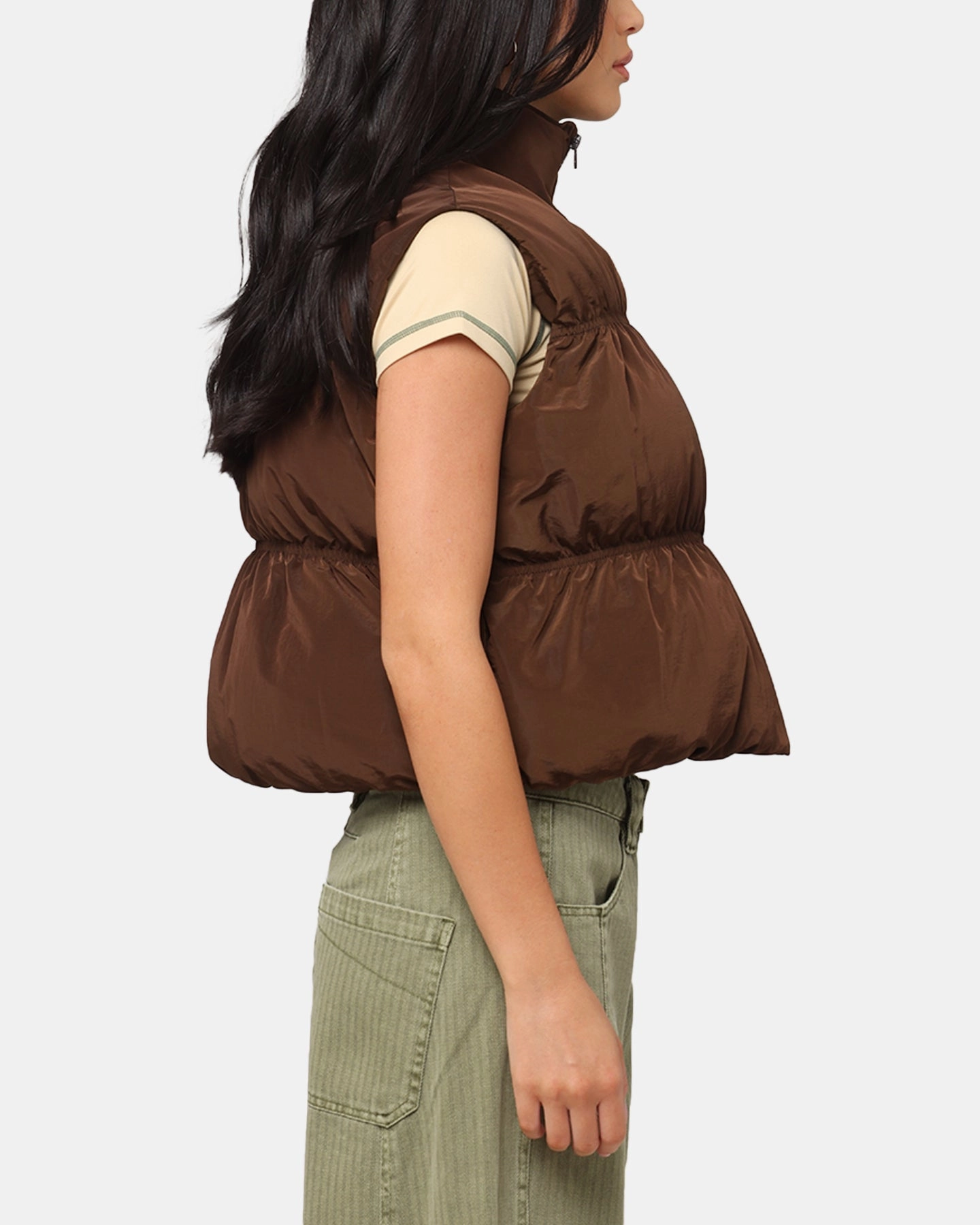 Christmas outfit XXIII Women's Primal Oversized Puffer Vest Chocolate