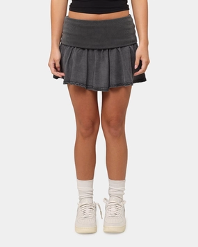 Bohemian vibe XXIII Women's Rib Mini Skirt Washed Black