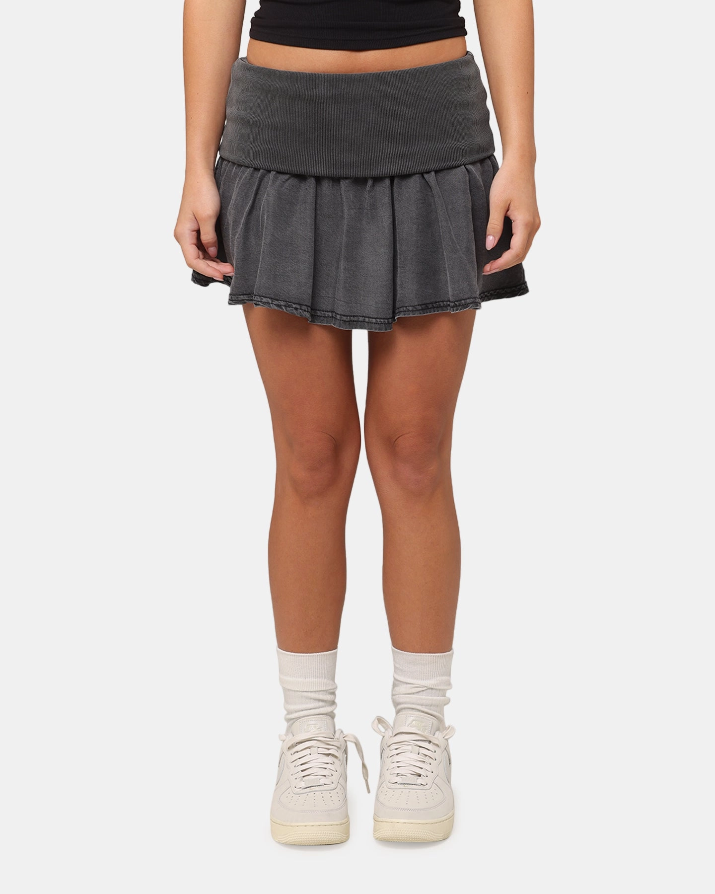 Bohemian vibe XXIII Women's Rib Mini Skirt Washed Black