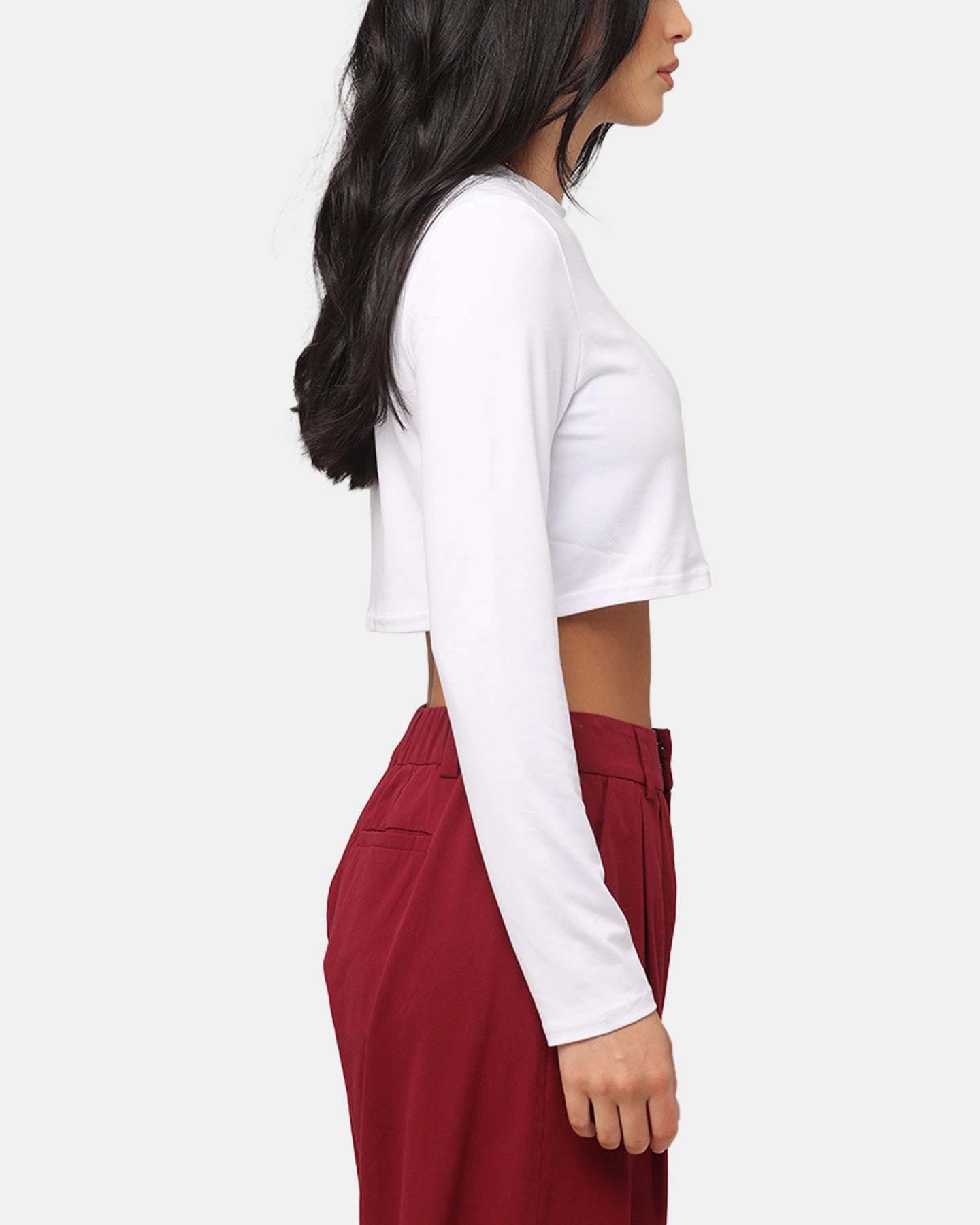 BioBased Fibers Stylish XXIII Women's Serene Long Sleeve Crop T-Shirt White