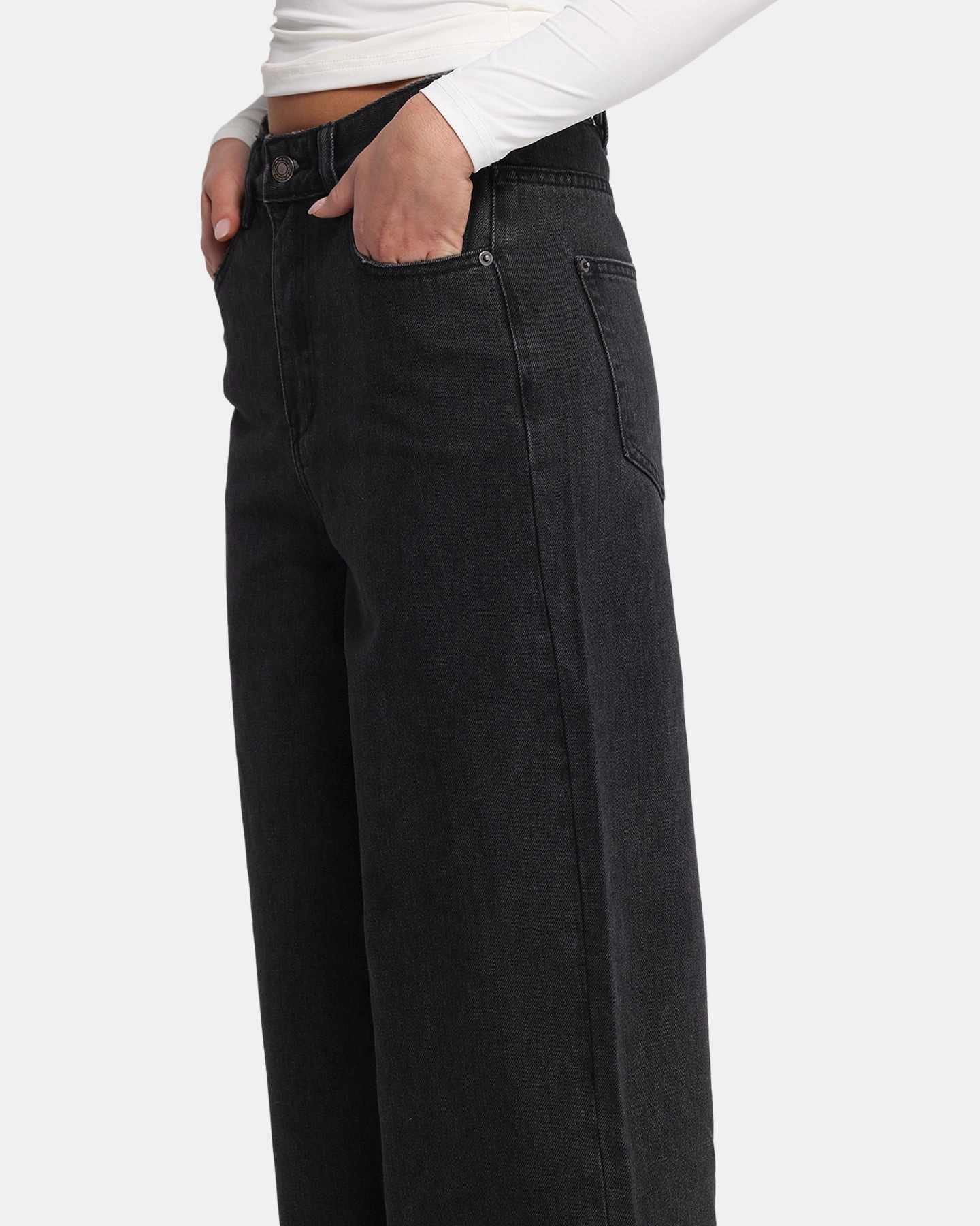 Everyday Eco Friendly Earthy XXIII Women's Wide Leg Jeans Washed Black