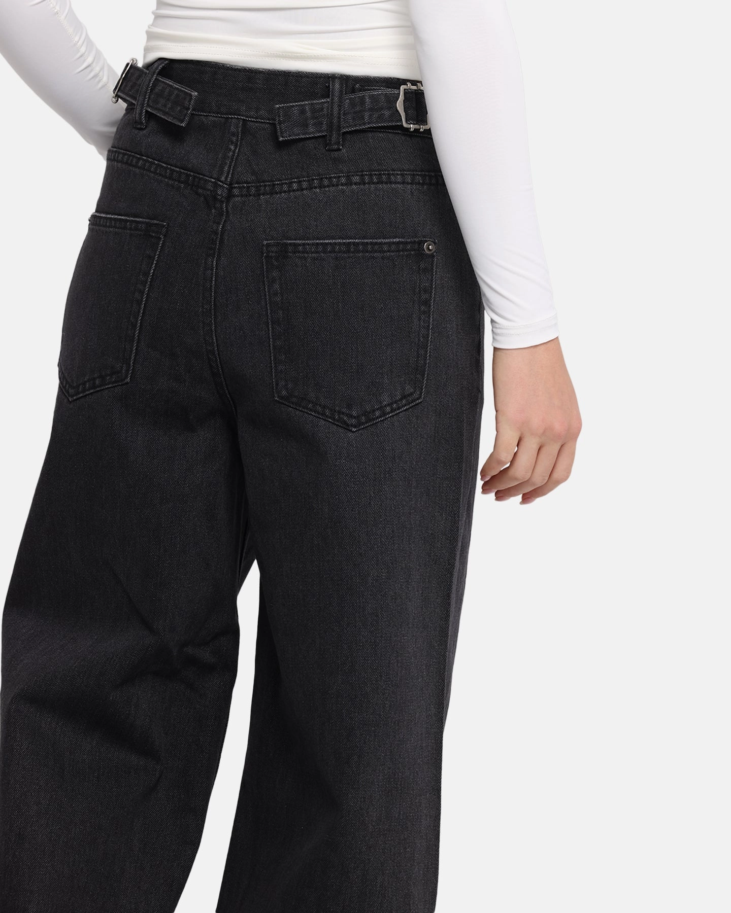 XXIII Women's Wide Leg Jeans Washed Black Urban Uniform Neutral Style