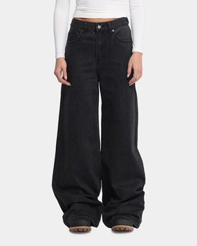 XXIII Women's Wide Leg Jeans Washed Black Style Basic