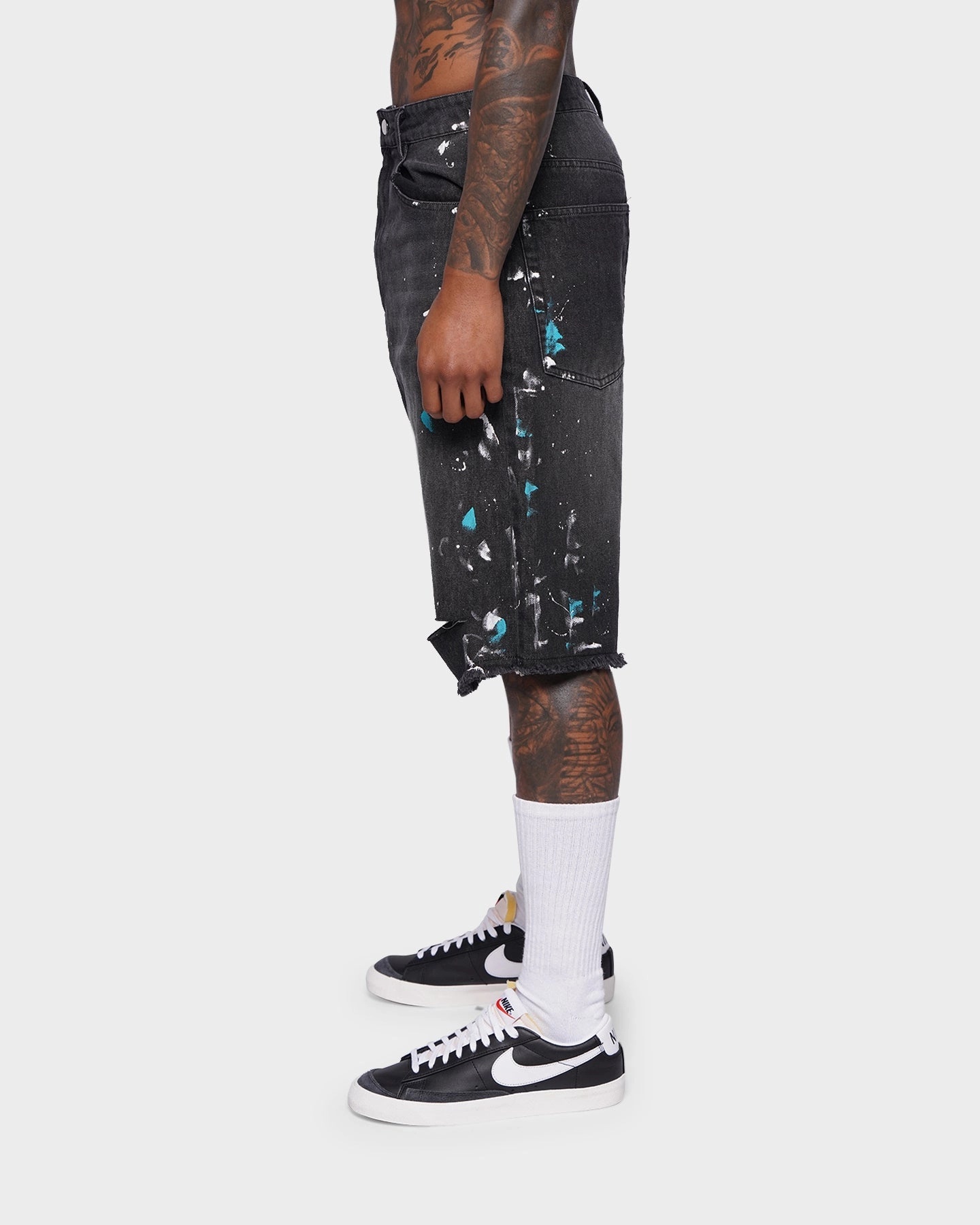 Extended Inseam Options XXIII Wylie Paint Shorts Washed Black