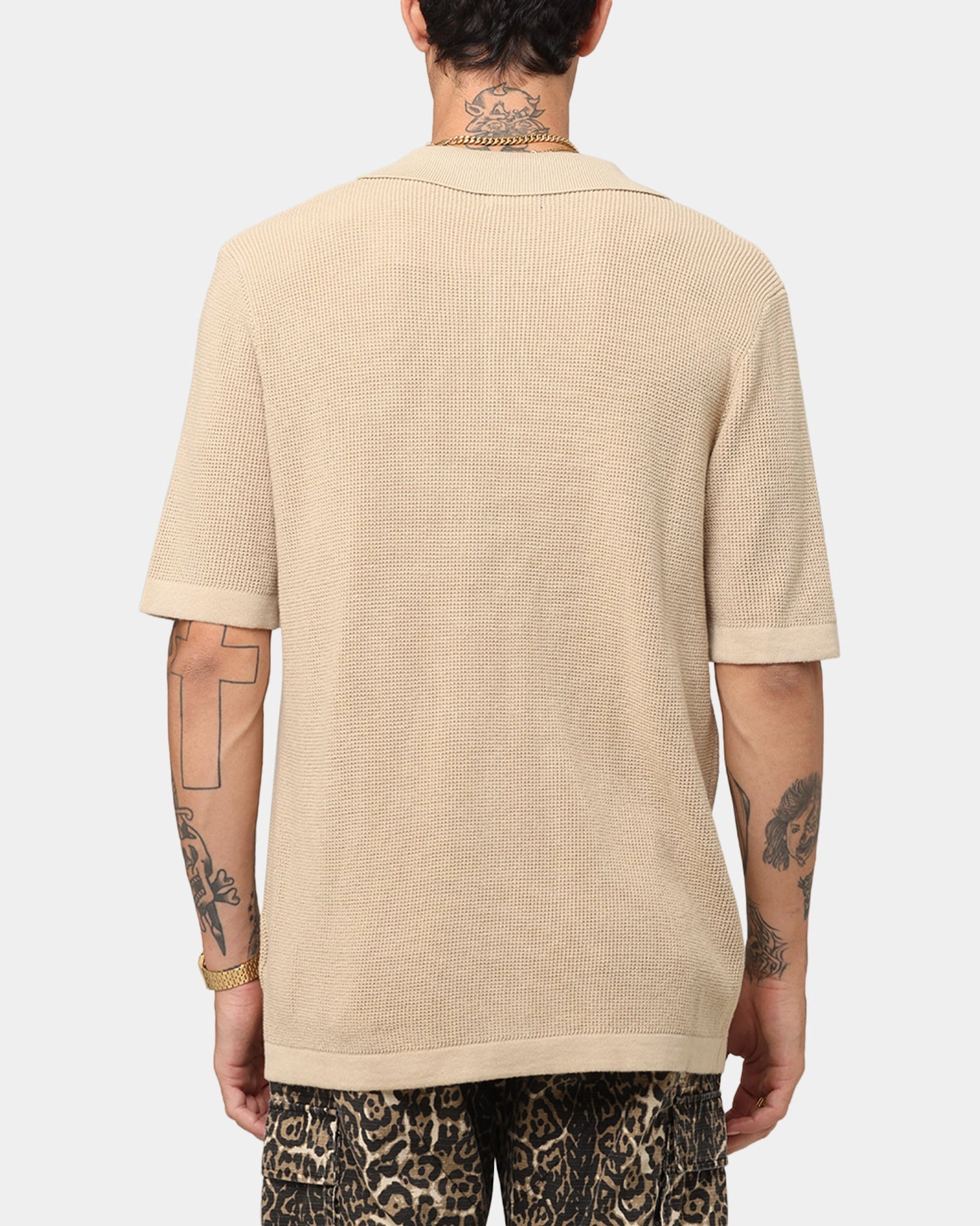 Comfort-First XXIII Zyair Knit Rib Button Up Shirt Tan