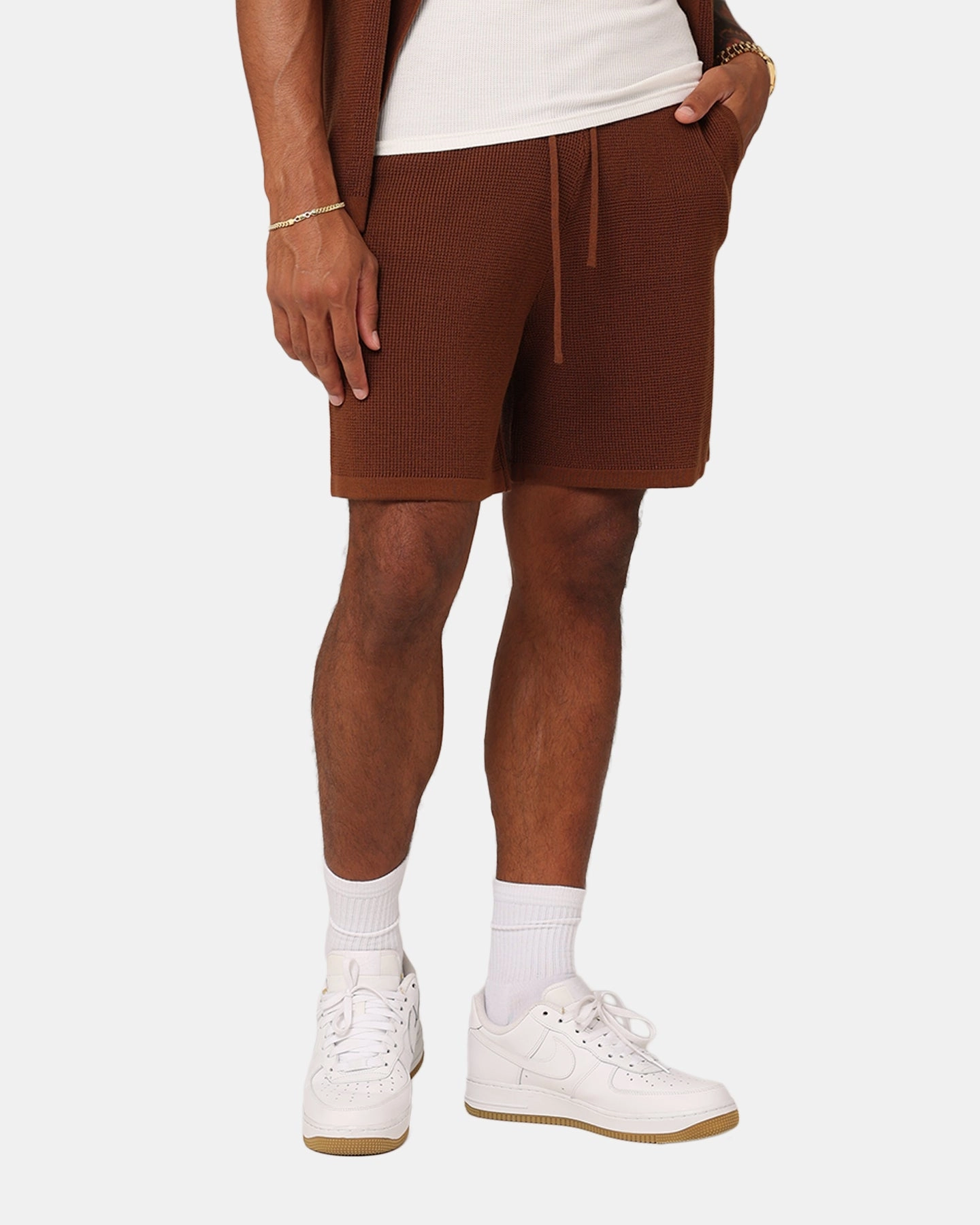 Odor-resistant Tailored Fit XXIII Zyair Knit Rib Shorts Brown