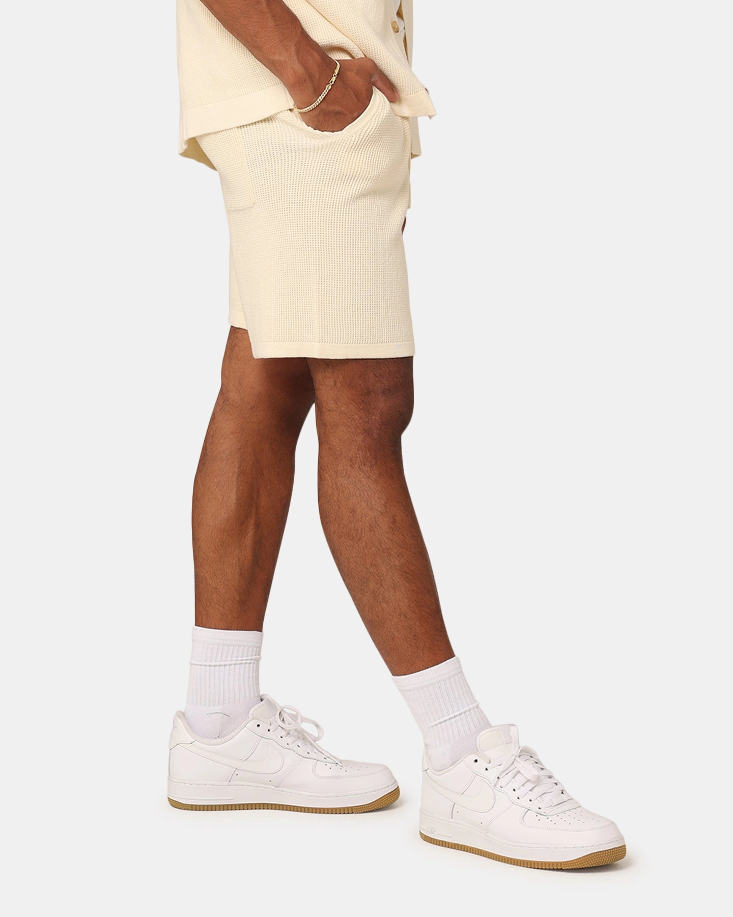 XXIII Zyair Knit Rib Shorts Cream Board shorts Tactical Attachment Loops