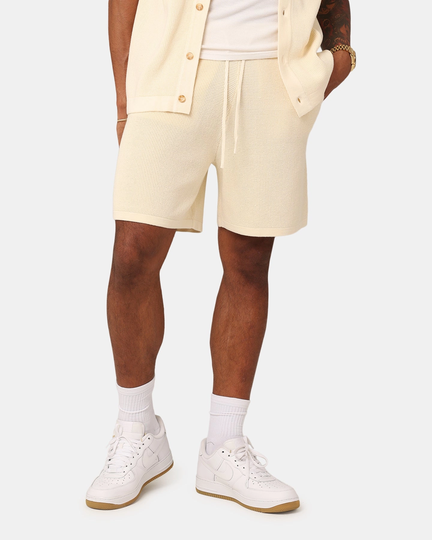 night out outfit XXIII Zyair Knit Rib Shorts Cream