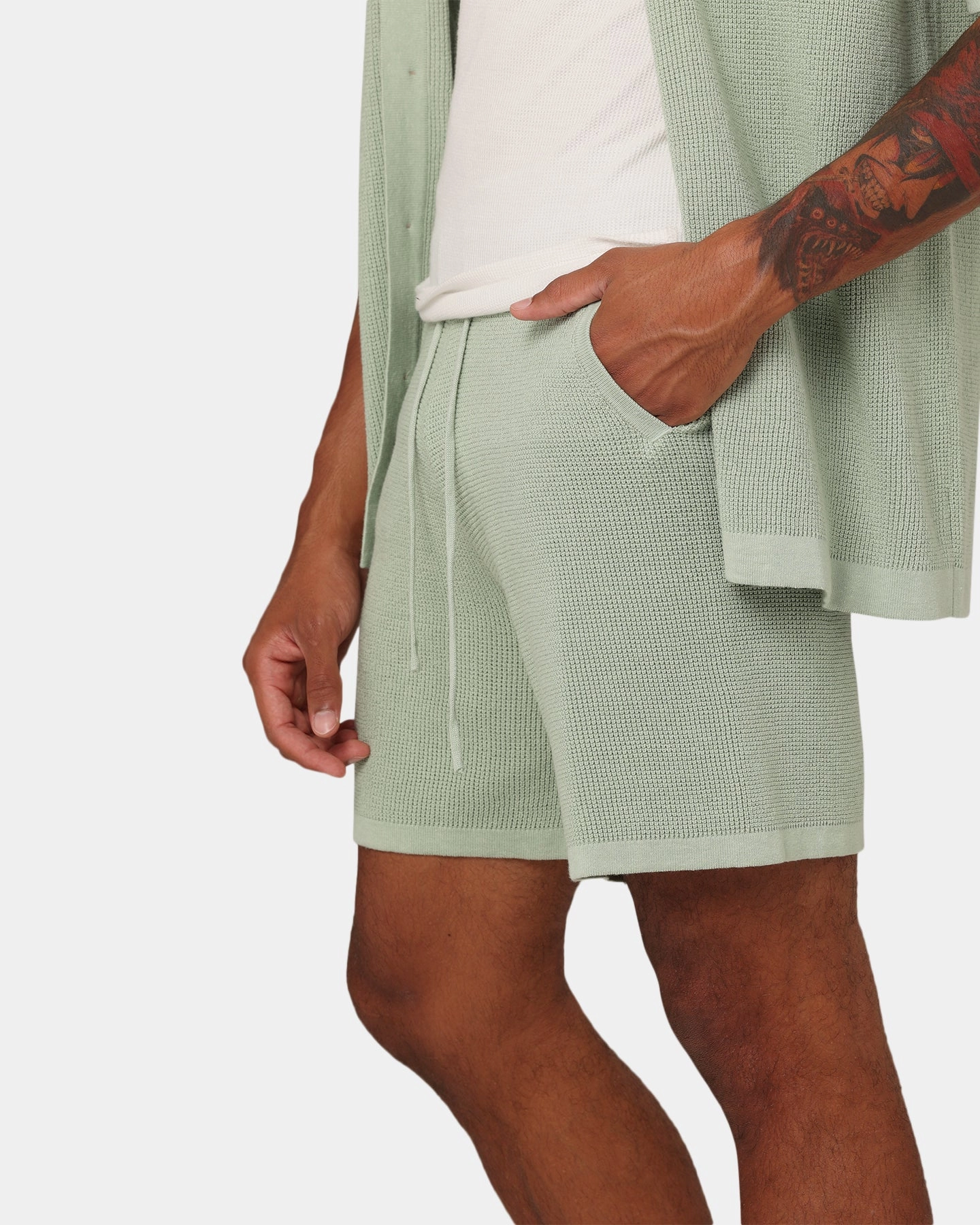 XXIII Zyair Knit Rib Shorts Sage Luxury Feel skin friendly