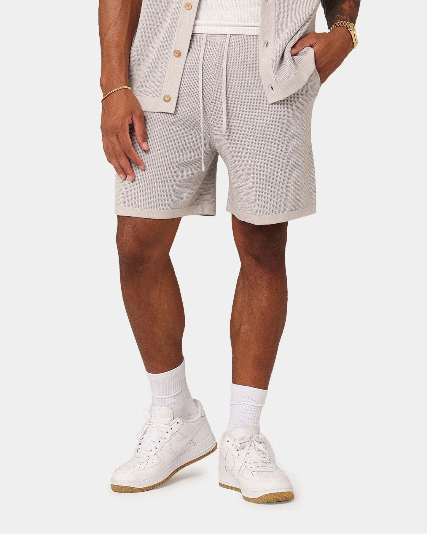 XXIII Zyair Knit Rib Shorts Stone Eco - friendly Wear Resistant Fabric