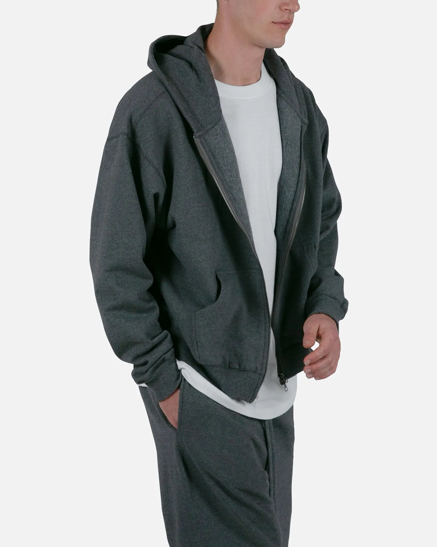 MNML Basic Zip Up Hoodie Dark Heather Condition movement