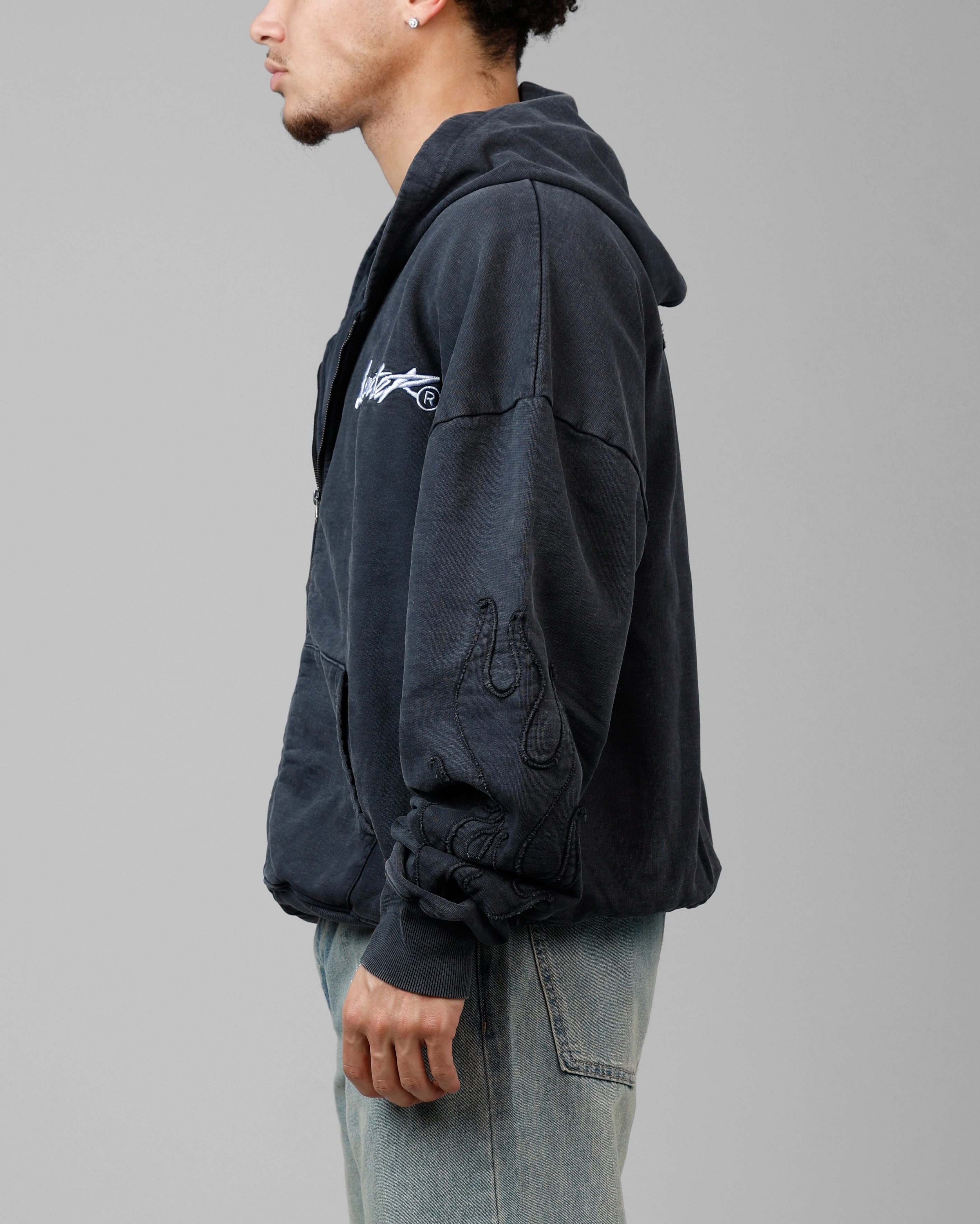 Loiter Inferno Hoodie Washed Black Abrasion Resistant Edges