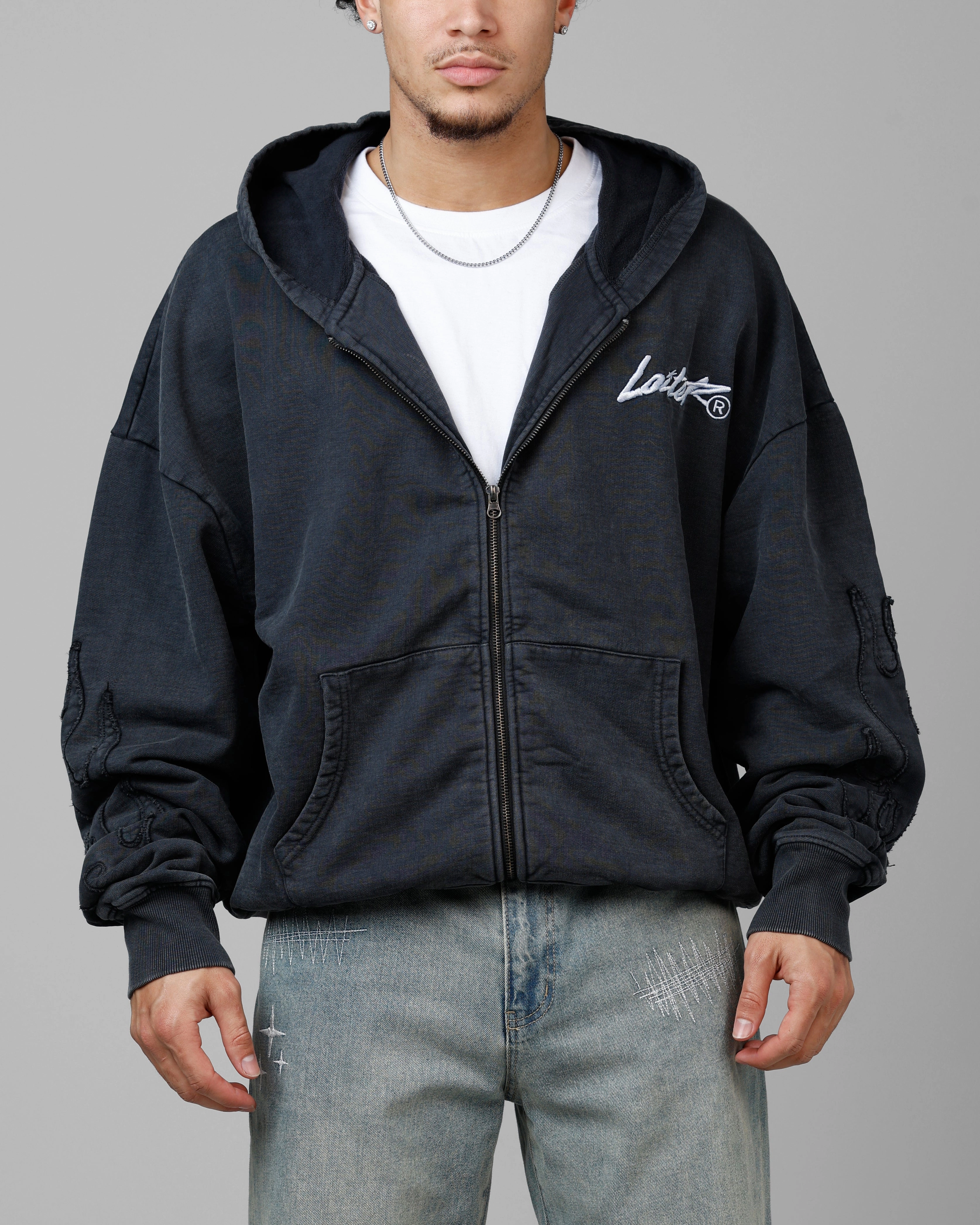 Loiter Inferno Hoodie Washed Black Light Comfort