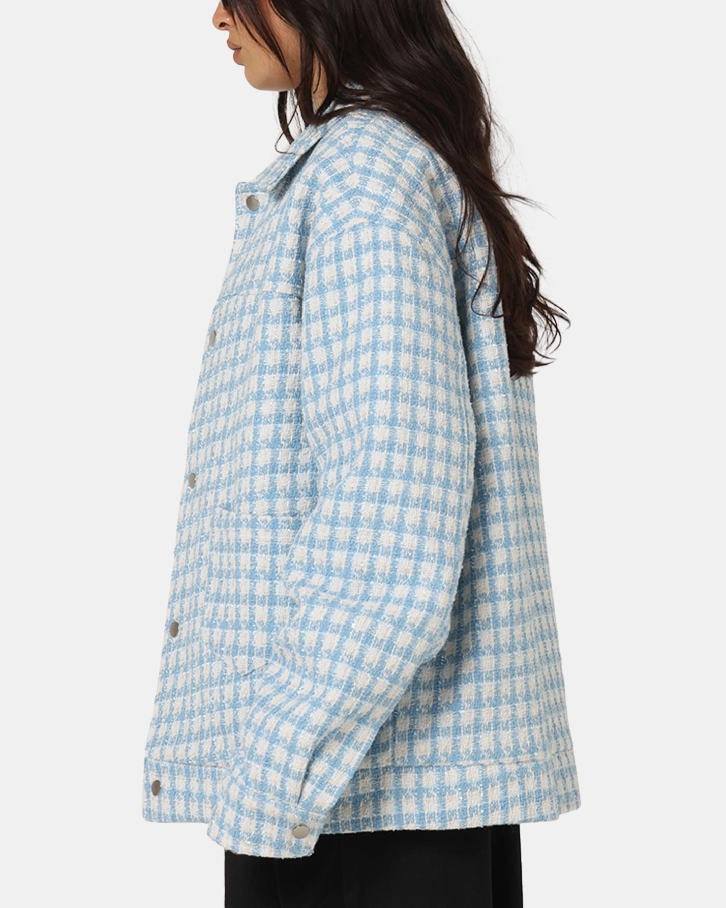 XXIII Waffle Jacket Blue Check Waterproof Outer Layer