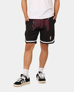 Playboy Card Shorts Black Warm Vibe Lightweight Construction