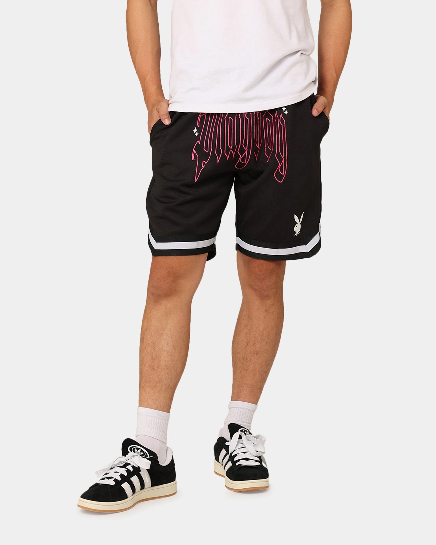 Playboy Card Shorts Black Warm Vibe Lightweight Construction