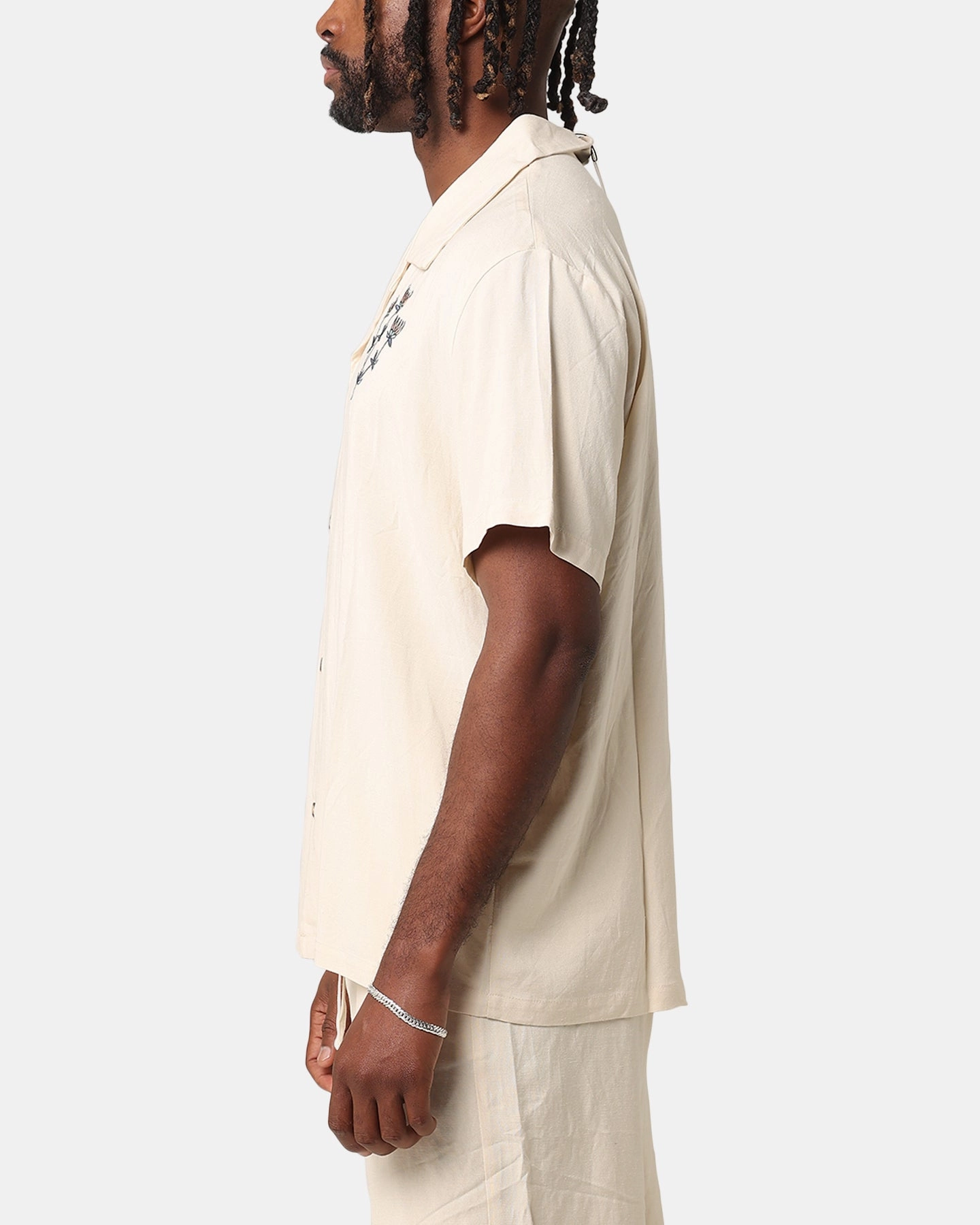 XXIII Desert Flower Linen Button Up Shirt Off White First Date