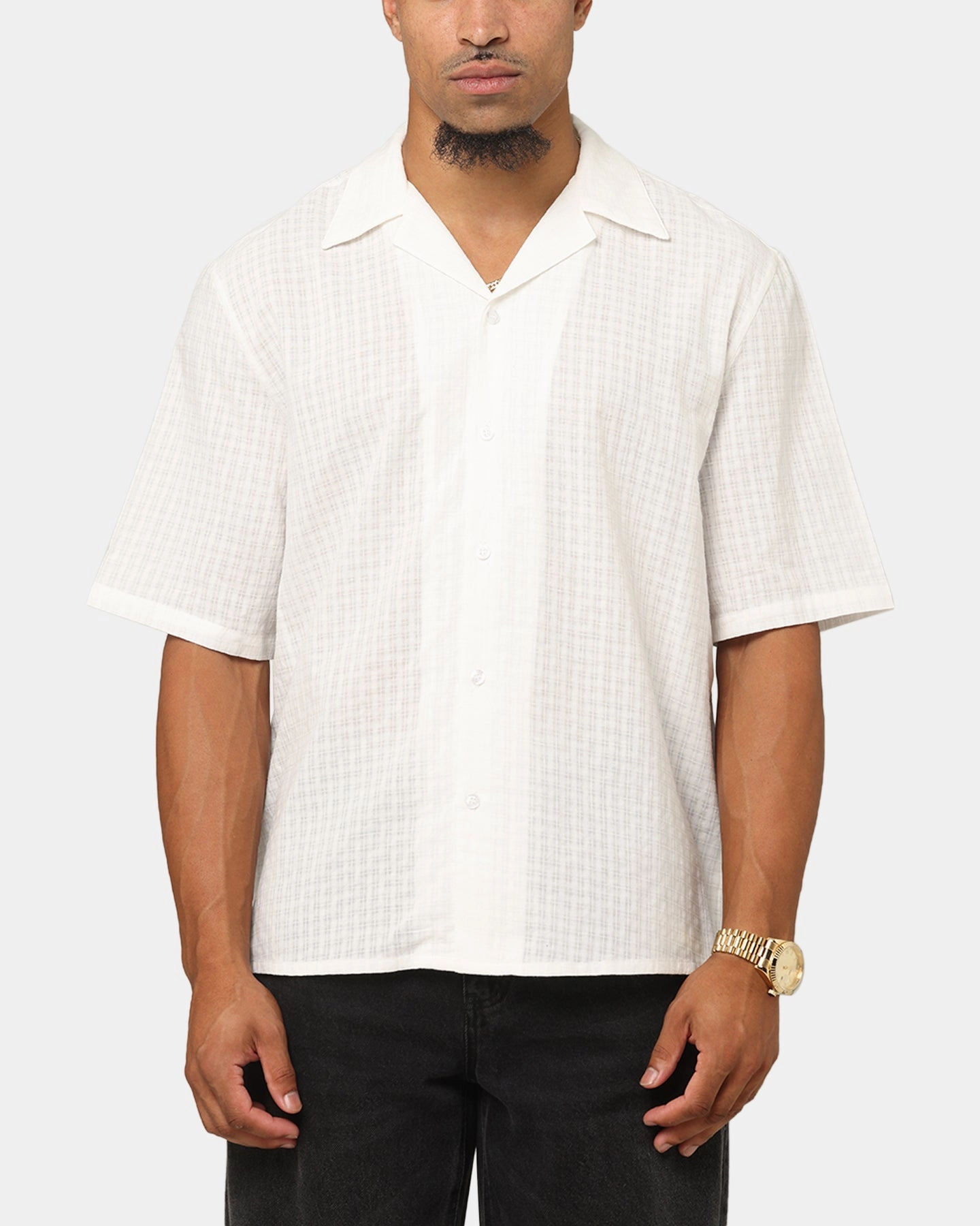 elegant design Saint Morta Textured Short Sleeve Shirt White