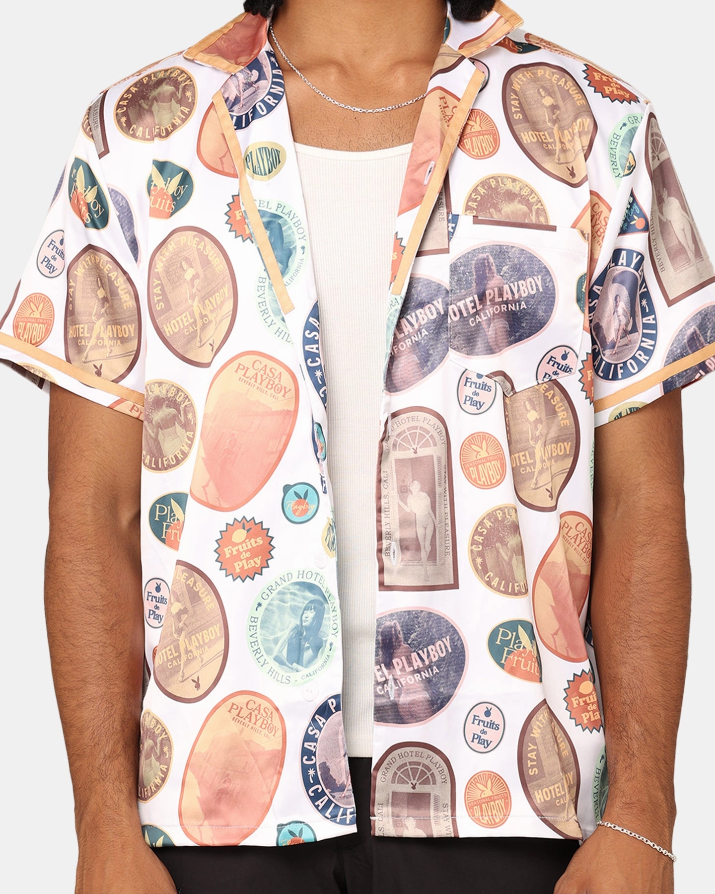 Playboy Playcation Shirt White Odor Resistant Eco Friendly Dye