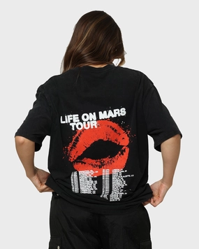 Essential Top Breathable Essentials YUNGBLUD Sitting Life On Mars Tour Vintage T-Shirt Washed Black