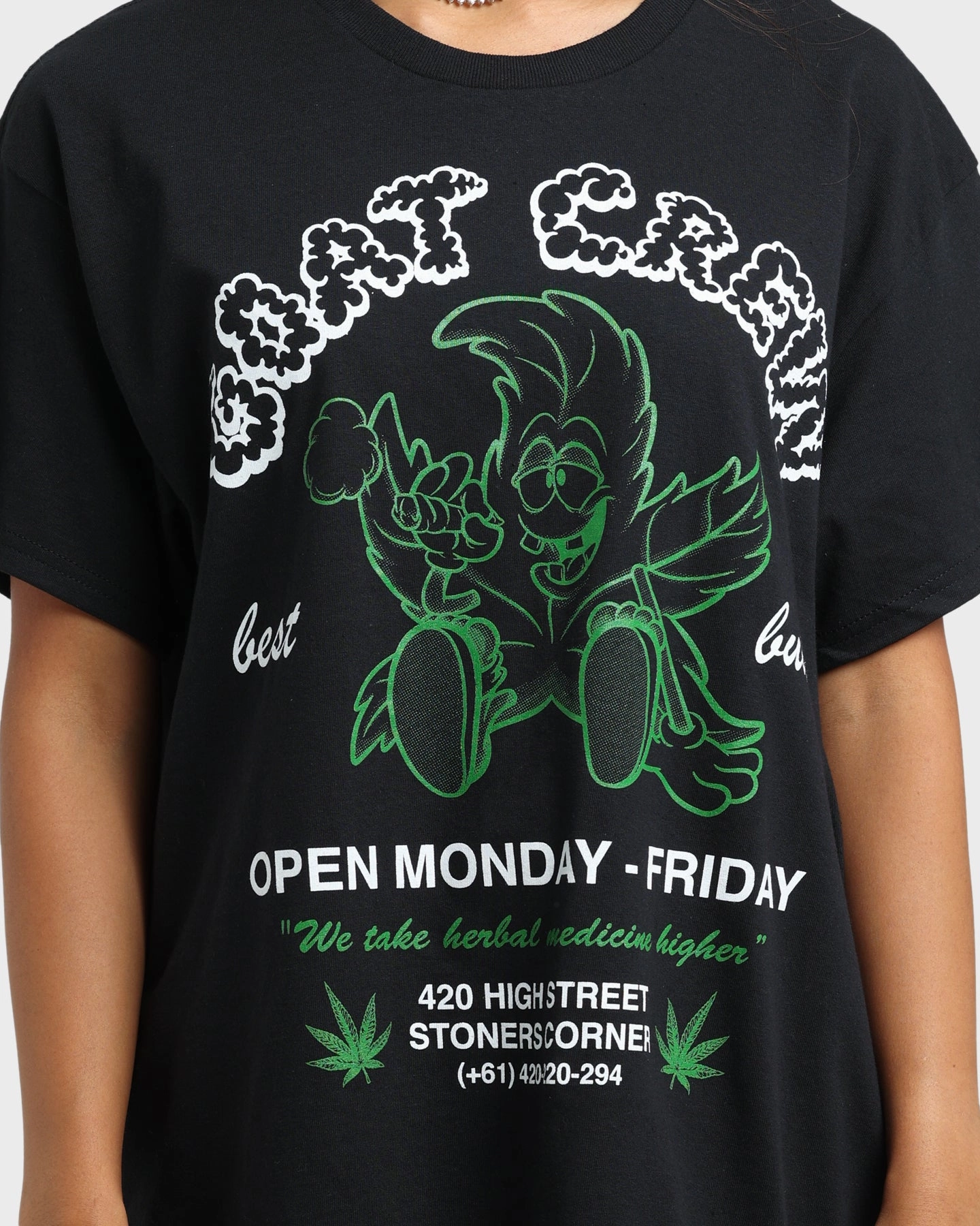 Seam Free Back Durable Stitching Goat Crew Best Buds T-Shirt Black