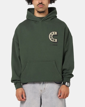 Slim Fit Contour Chipmunk like Carre Sacred Letter Hoodie Green