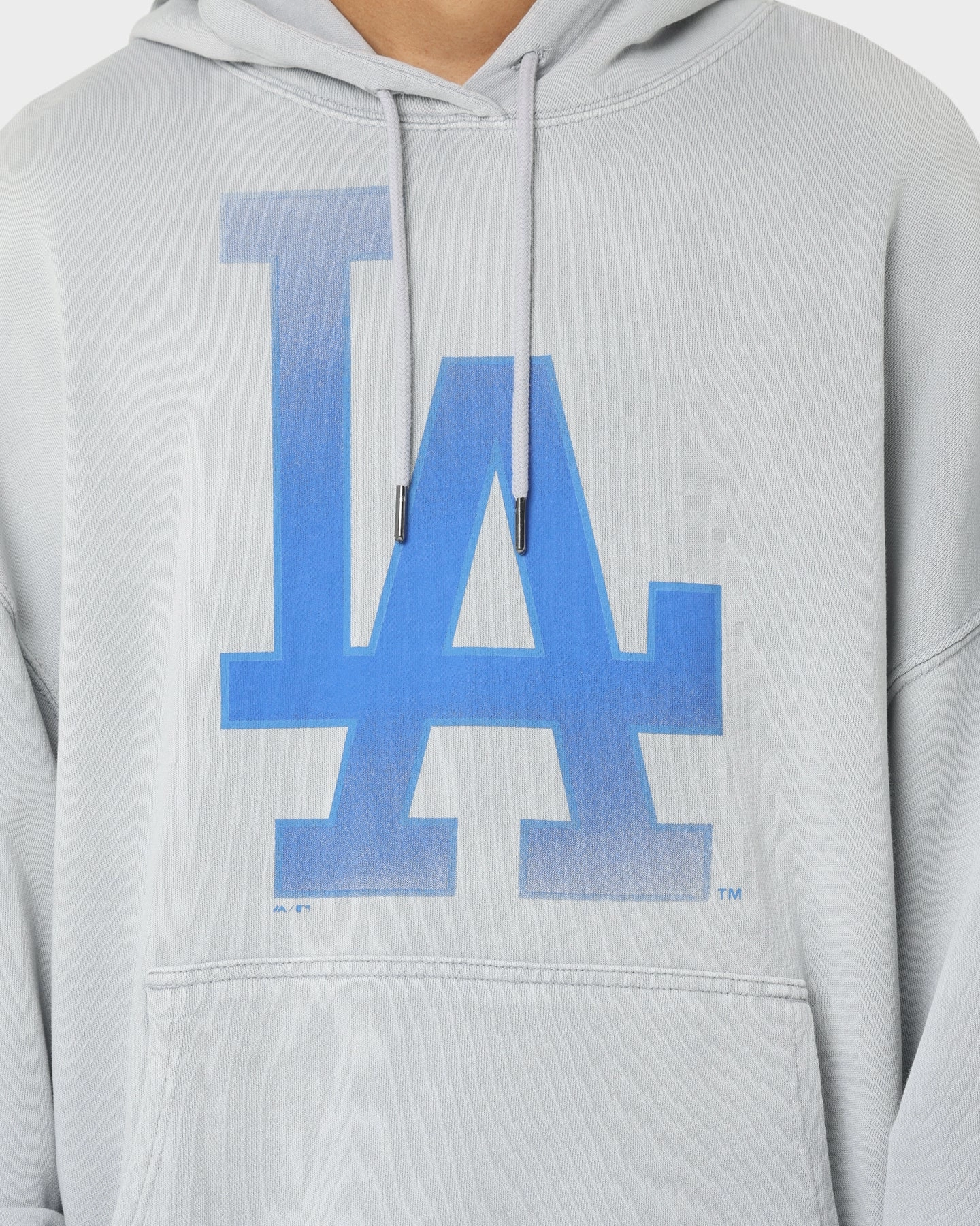 Easter wear Men's Majestic Athletic Los Angeles Dodgers Solarised Contrast Hoodie Warm Grey