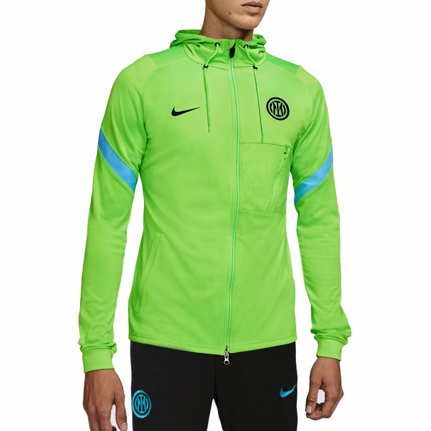 Inter Milan green UCL hooded presentation tracksuit 2021/22 - Nike QuickRecovery Stretch Material