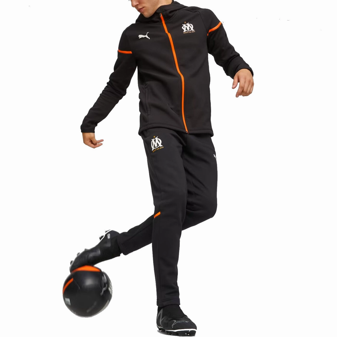 Reflective Safety Details Olympique Marseille EU Casual hooded presentation tracksuit 2023/24 - Puma