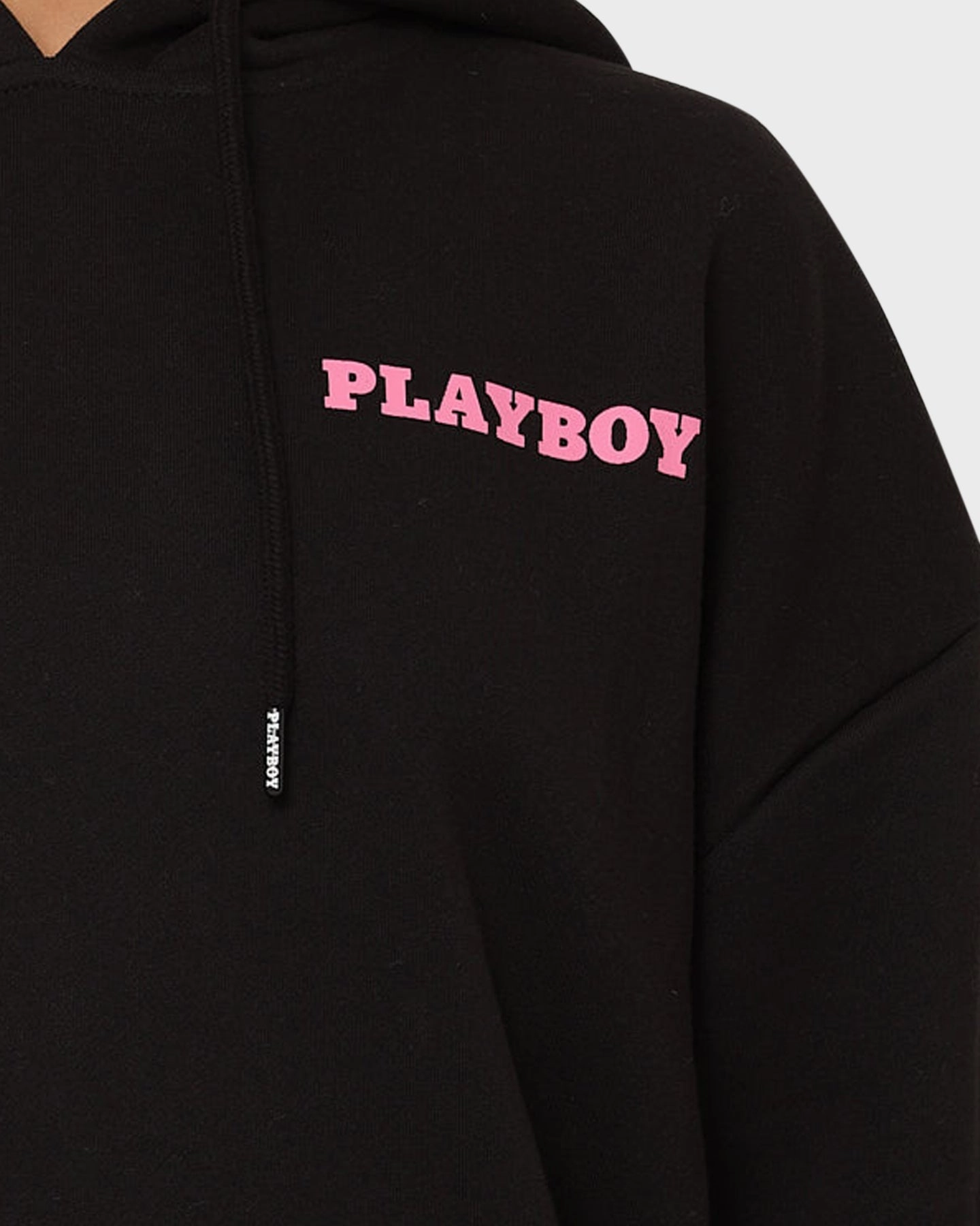 spring season suitable for winter sports Playboy November '13 Monotone Hoodie Black Magenta