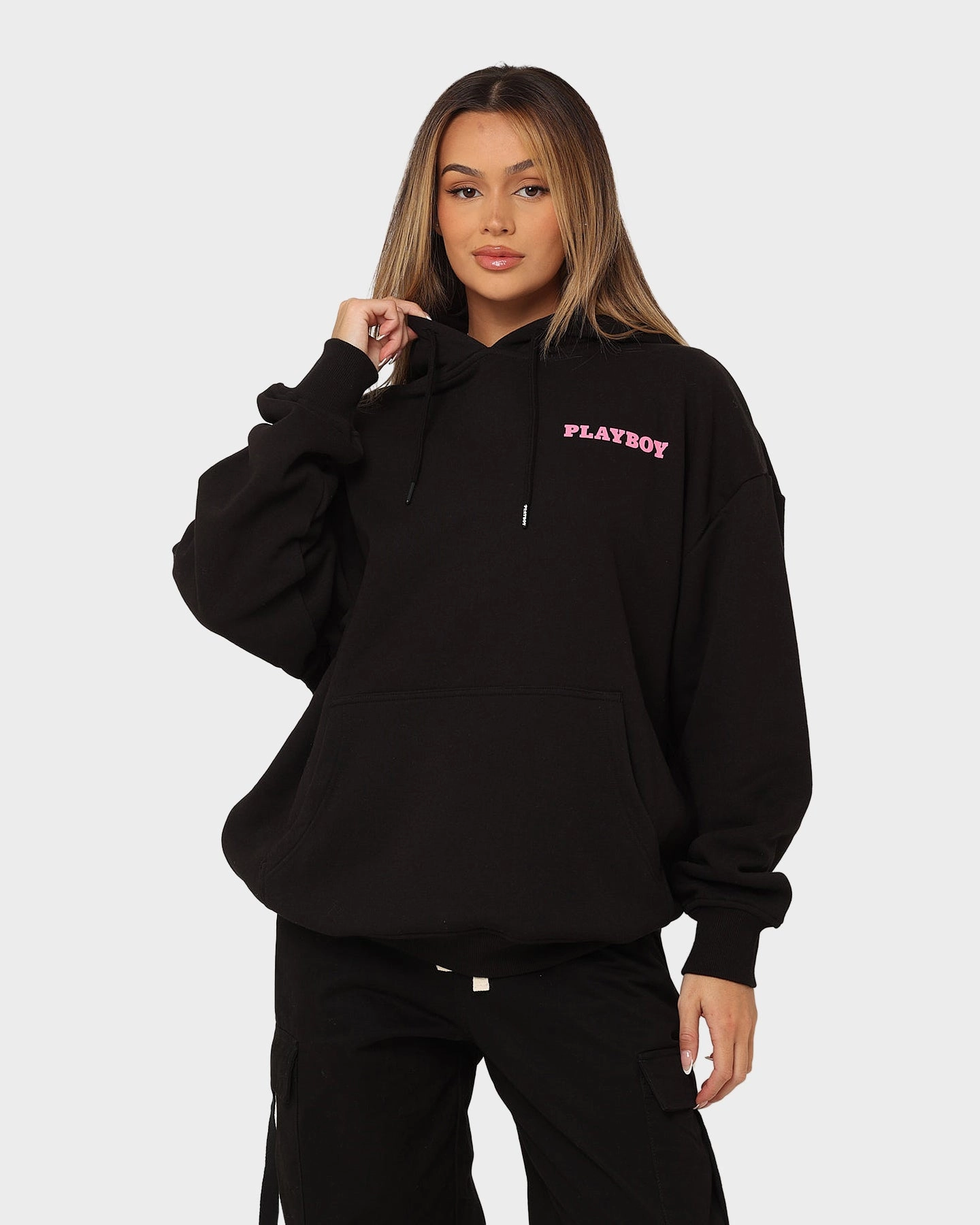 Playboy November '13 Monotone Hoodie Black Magenta discounted Multipanel Construction